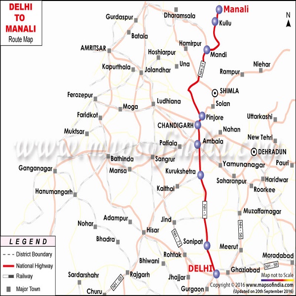 Kullu Manali Distance Chart & Driving Directions